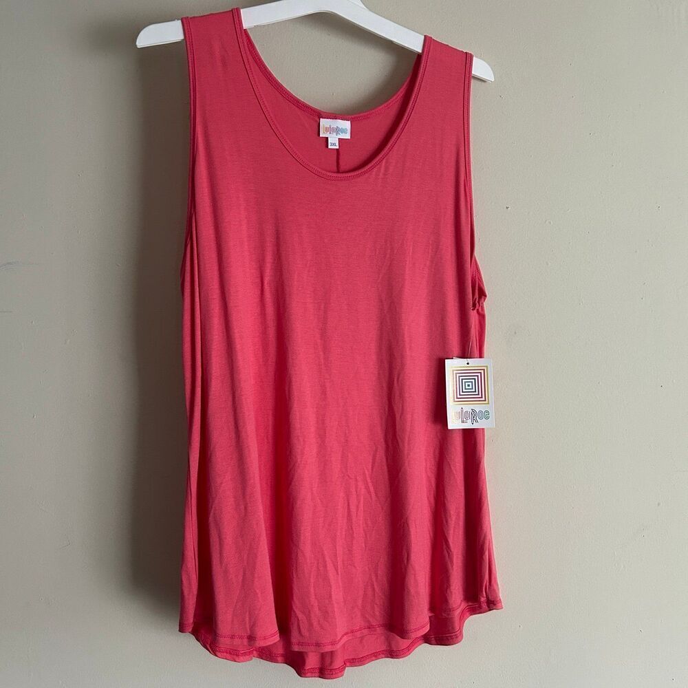 NWT LuLaRoe TANK TOP Solid Coral Pink Sleeveless Plus Size 3XL Casual